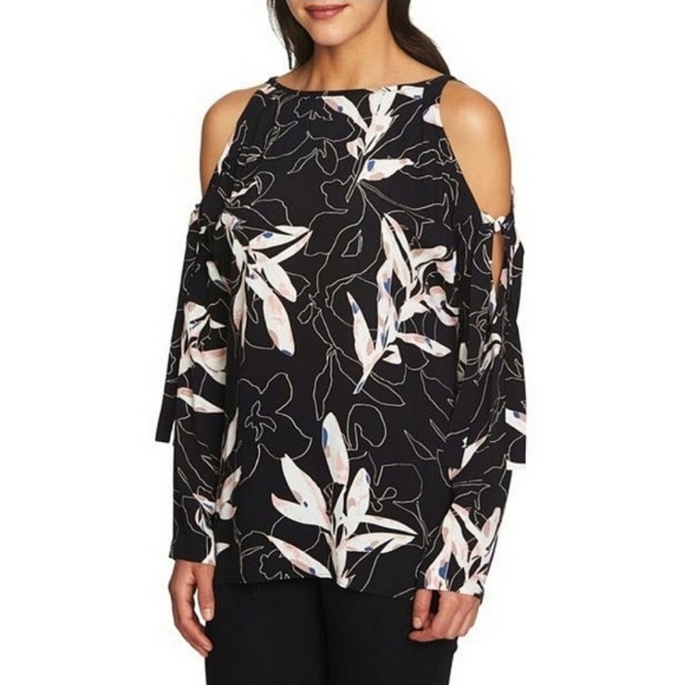 1.state Nordstrom floral cold shoulder blouse size small